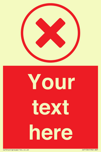 Custom red background, red cross in circle sign